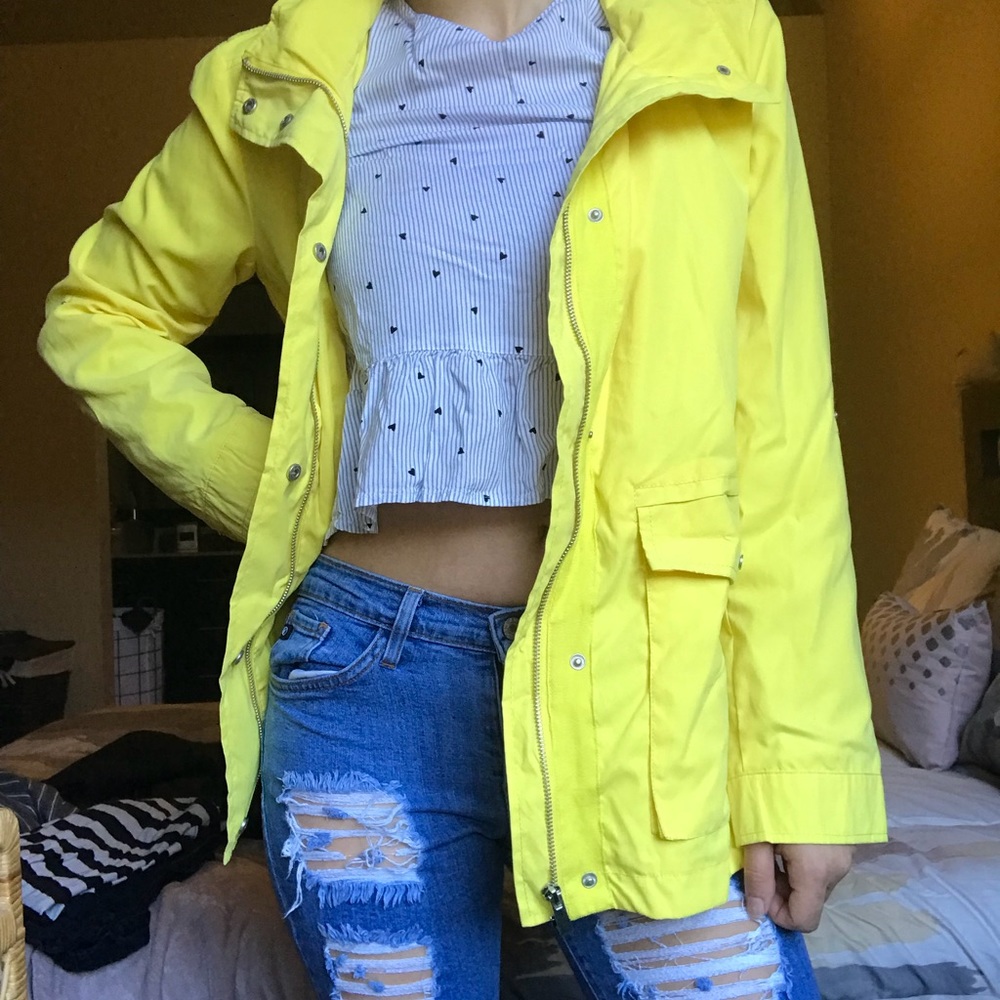 bright yellow utility jacket